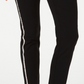 Calça feminina JM Collection Petite com listras laterais e controle de barriga, preta, tamanho Petite X-Large