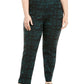 Calça feminina jacquard pull-on JM Collection, verde, tamanho 28W