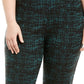 Calça feminina jacquard pull-on JM Collection, verde, tamanho 28W