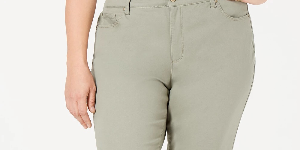 Calça feminina Charter Club Plus Twill Lexington verde tamanho 14W