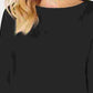 Karen Scott Blusa de malha feminina de algodão com gola canoa e manga 3/4, preta, tamanho pequeno