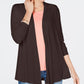 Karen Scott Cardigan Feminino Petite OpenFront Marrom Tamanho Grande
