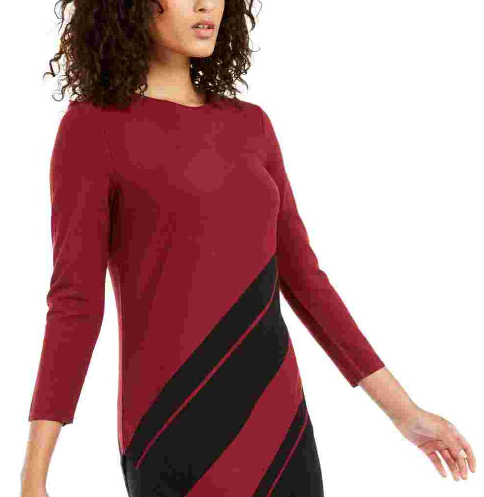 Alfani Suéter túnica assimétrico canelado feminino, vinho, tamanho extragrande