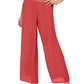 Calça feminina de gaze com detalhe metálico e perna larga, tamanho grande, laranja, da coleção JM