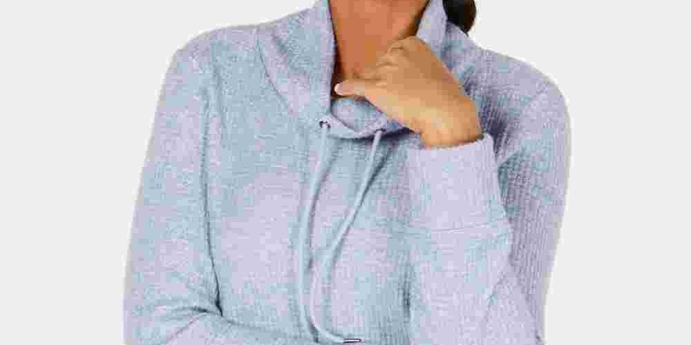 Ideology Moletom fitness feminino com gola alta, azul, tamanho X-S