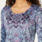 Blusa feminina de algodão com estampa floral estilo &amp; co, azul, tamanho extrapequeno