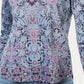 Blusa feminina de algodão com estampa floral estilo &amp; co, azul, tamanho extrapequeno
