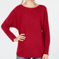 Suéter feminino de malha canelada com manga dolman da INC International Concepts, vermelho escuro, tamanho médio