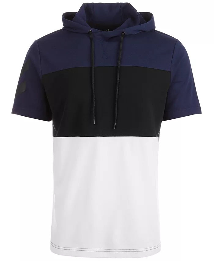 ID Ideology Moletom com capuz masculino de manga curta com blocos de cores, azul, tamanho 3 extra grande
