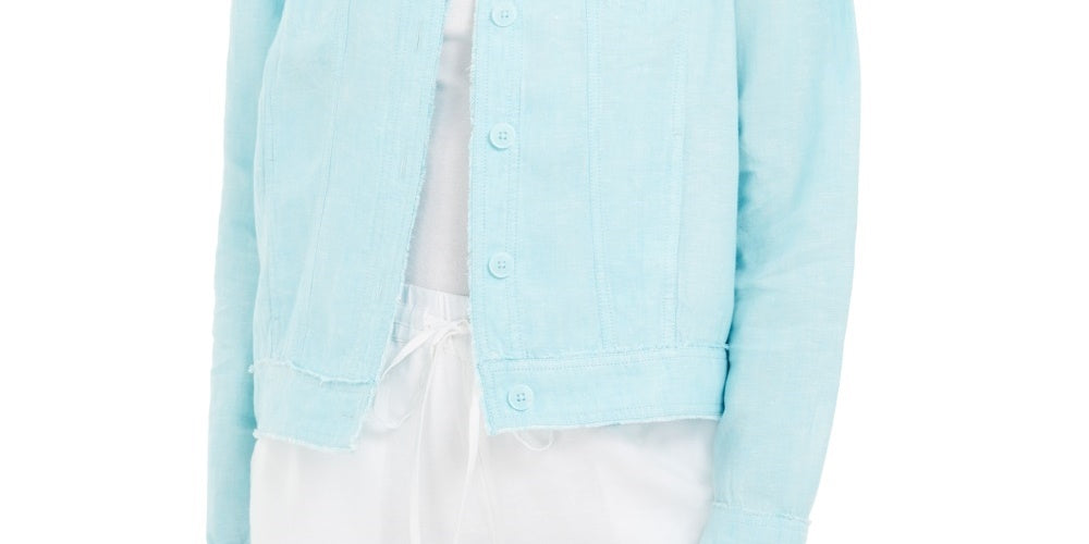 Jaqueta de linho feminina Charter Club, azul marinho, tamanho pequeno