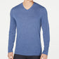 Camiseta masculina Alfani com decote em V, azul, tamanho extragrande