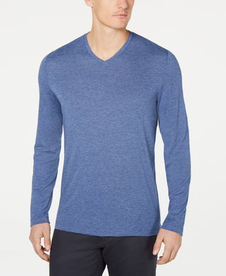 Camiseta masculina Alfani com decote em V, azul, tamanho extragrande