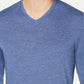 Camiseta masculina Alfani com decote em V, azul, tamanho extragrande
