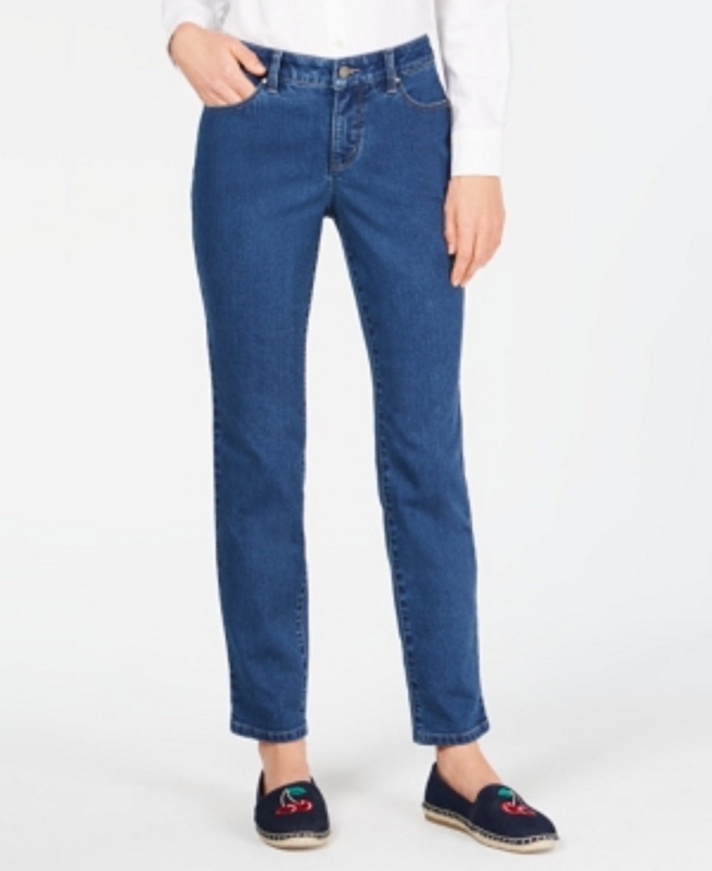 Calça jeans feminina Charter Club Tummy Control na altura do tornozelo, azul, tamanho 10