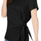 Top feminino com amarração lateral Style &amp; Co, preto, tamanho grande
