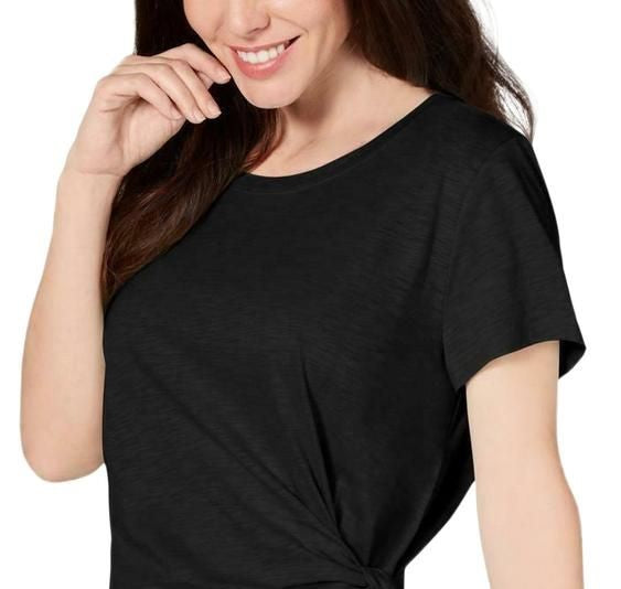 Top feminino com amarração lateral Style &amp; Co, preto, tamanho grande