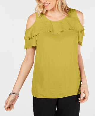 JM Collection Women's Ruffled Off-The-Shoulder Top Green Size XX-Large