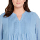 Charter Club Blusa feminina texturizada com babados duplos, azul, tamanho médio