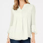 Charter Club Blusa feminina texturizada com babados duplos, branca, tamanho médio
