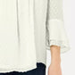 Charter Club Blusa feminina texturizada com babados duplos, branca, tamanho médio