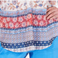 Top feminino com estampa de cachecol retrô e pregas estilo &amp; co, azul marinho, tamanho médio