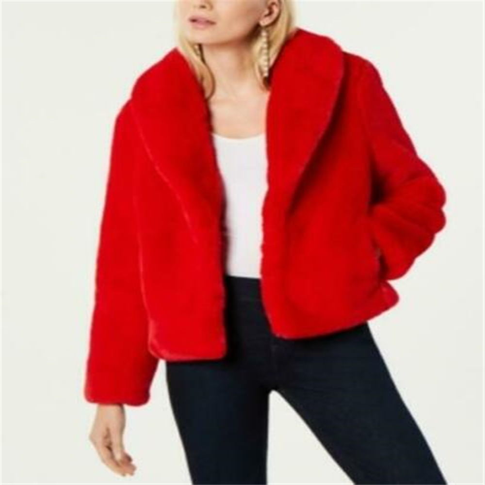 INC International Concepts Casaco de pele sintética feminino vermelho tamanho médio