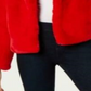 INC International Concepts Casaco de pele sintética feminino vermelho tamanho médio