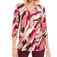 Blusa feminina com estampa de zíper JM Collection, roxa, tamanho pequeno