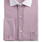 Camisa social masculina Tasso Elba Classic/Regular Fit, sem passar, de algodão Supima, com listras e punho francês, vermelha, tamanho 34-35