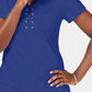 Karen Scott Blusa feminina de algodão com amarração no pescoço, azul, tamanho médio