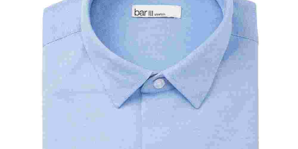 Camisa social masculina Bar III azul claro mesclada tamanho marinho 17,5-36X37