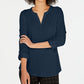 Charter Club Petite Supima Cotton Top com decote aberto para mulheres, azul, tamanho 44
