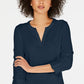 Charter Club Petite Supima Cotton Top com decote aberto para mulheres, azul, tamanho 44