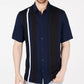 Camisa listrada estilo bowler masculina Alfani, tamanho XXX-G, azul-marinho