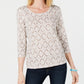Blusa feminina Karen Scott com estampa de videira e manga 3/4, bege, tamanho grande