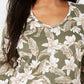 Blusa feminina Karen Scott com estampa floral e decote em V, verde, tamanho pequeno