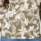 Blusa feminina Karen Scott com estampa floral e decote em V, verde, tamanho pequeno