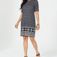 Vestido estampado feminino Karen Scott, preto, tamanho pequeno GG