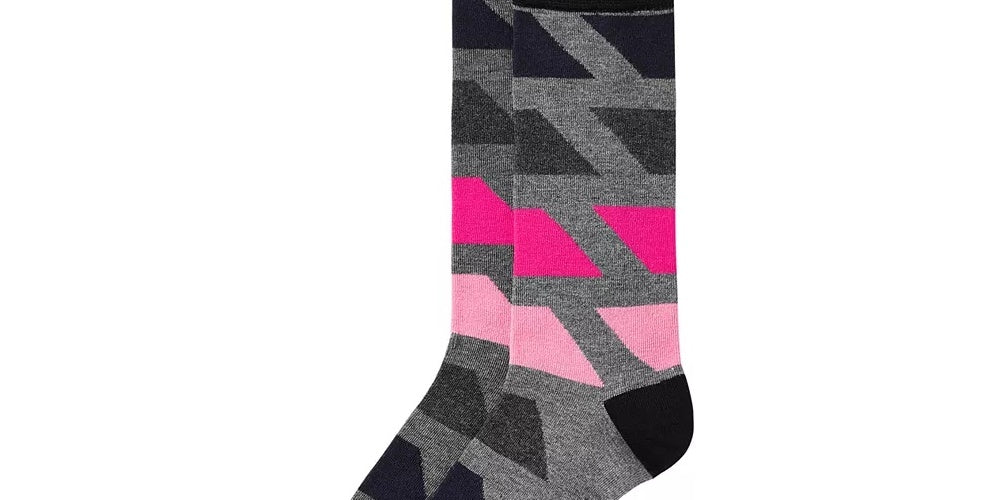 Meias sociais Alfani Masculinas com Blocos Horizontais e Absorção de Umidade, Sem Costura, Cinza, Tamanho Regular