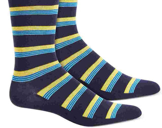 Meias Alfani Masculinas Multi-Listras Azul Marinho Tamanho Regular