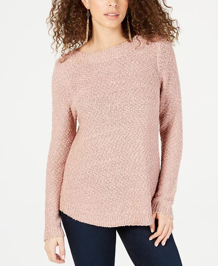 Suéter feminino de malha metálica Petites da INC International Concepts, rosa, tamanho pequeno