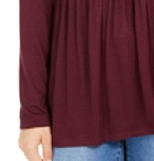 Top drapeado com renda frontal feminino Style &amp; Co, tamanho XX-G, roxo médio