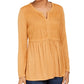Top drapeado com renda frontal feminino Style &amp; Co, dourado, tamanho extragrande