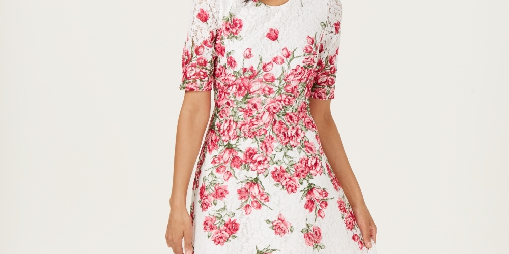 Vestido feminino Charter Club com ajuste evasê e renda, tamanho pequeno e grande, branco