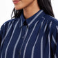 Camisa feminina listrada com amarração frontal Charter Club, azul, tamanho extragrande