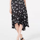 Saia midi com babados e estampa floral Alfani feminina, preta, tamanho 14