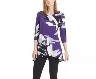 Top curto estampado feminino Alfani, roxo, tamanho extragrande
