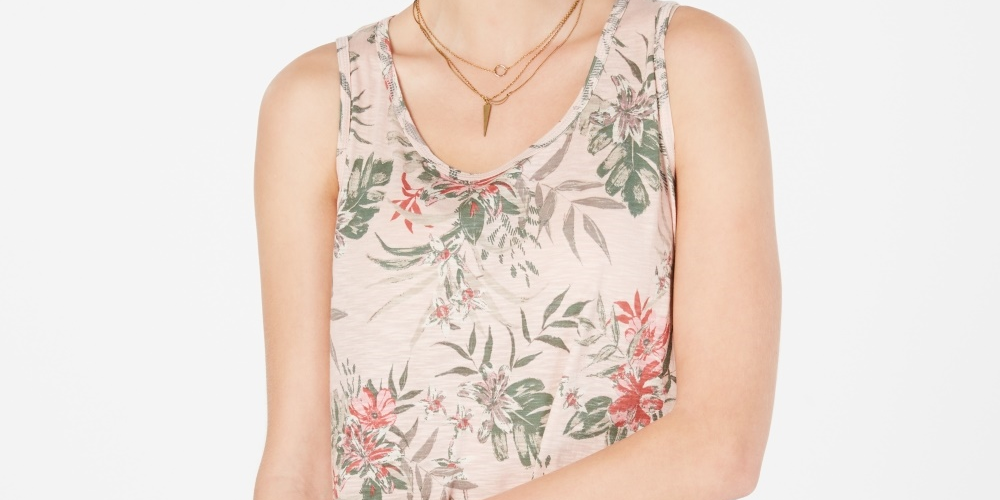 Regata feminina estampada estilo &amp; co rosa tamanho pequeno médio