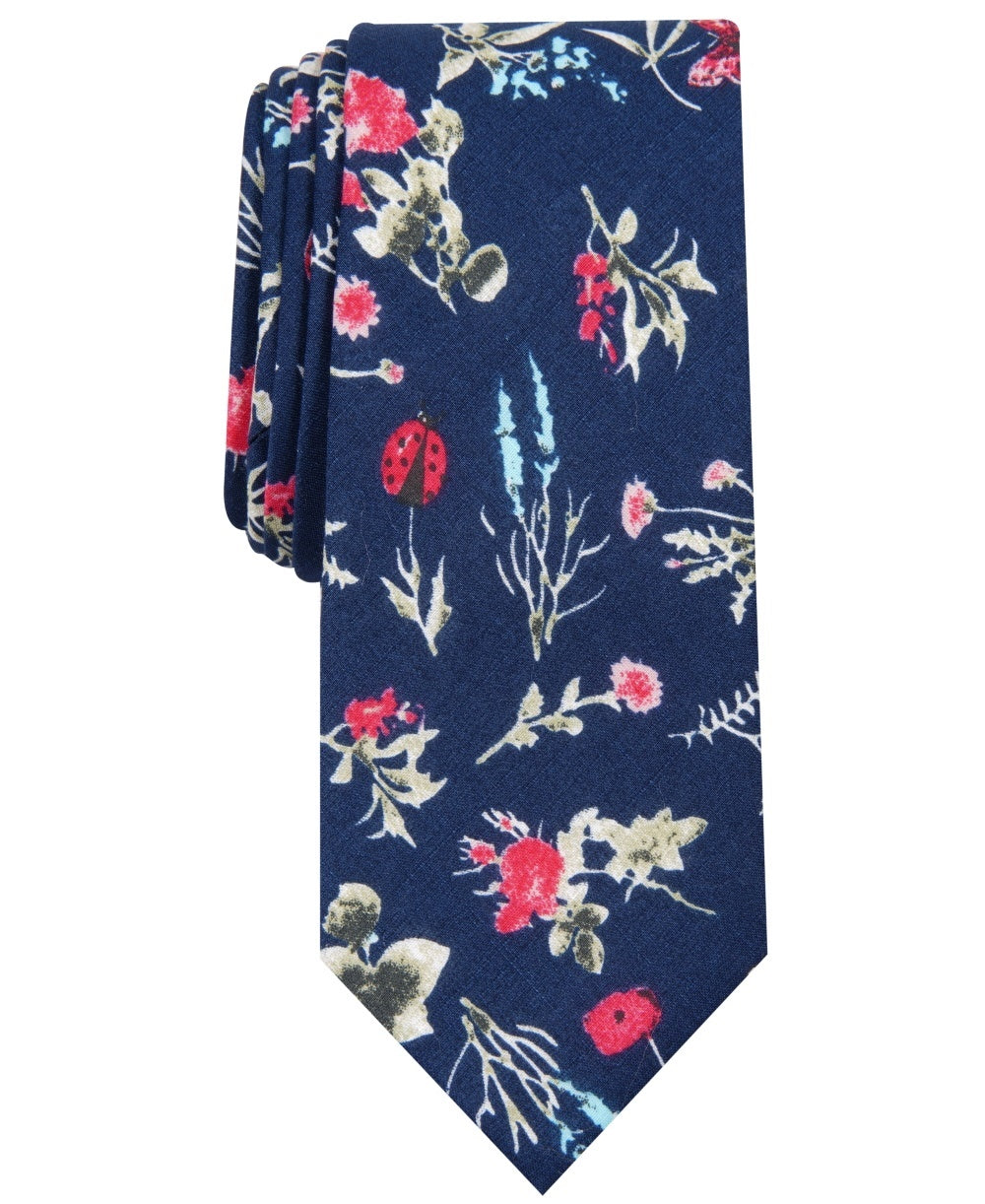 Gravata floral Anson masculina Bar III, tamanho azul marinho, regular