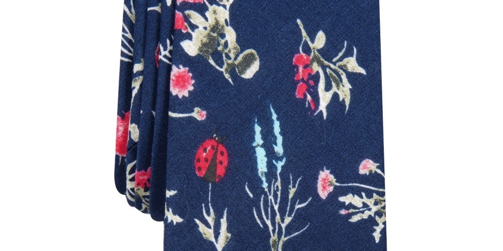 Gravata floral Anson masculina Bar III, tamanho azul marinho, regular